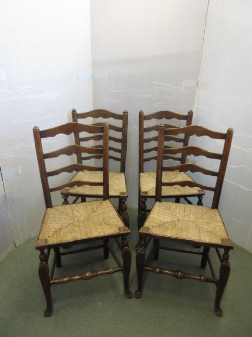 4 Period Ladderback Chairs Double Stretchered.