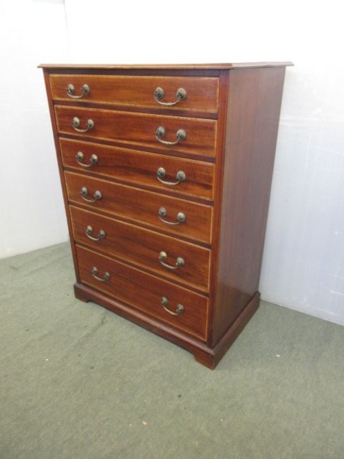 Quality Inlaid Mahogany 6 Heights Small Chest of Drawers