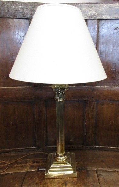 Large Corinthian Column Brass Lamp