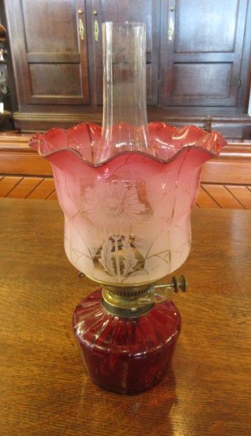 Cranberry Oil Lamp & Shade