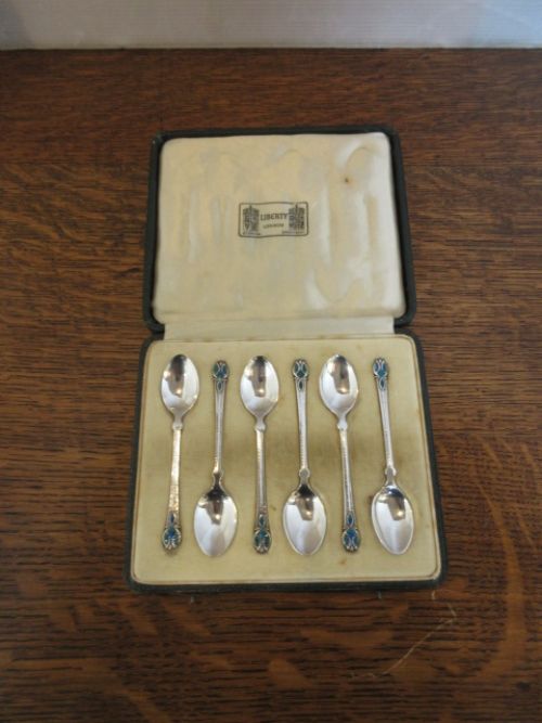 6 Silver Cymric Liberty Coffee Spoons