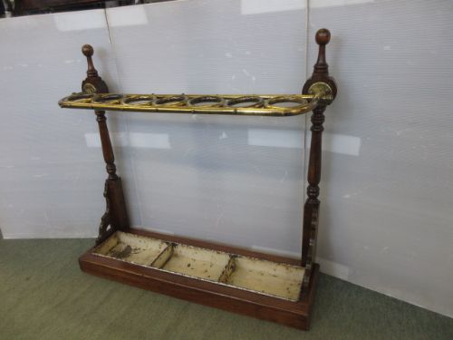 Mahogany & Brass Stick Stand