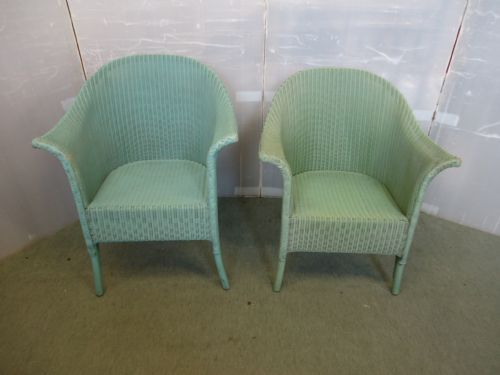2 Green Wing Lloyd Loom Armchairs