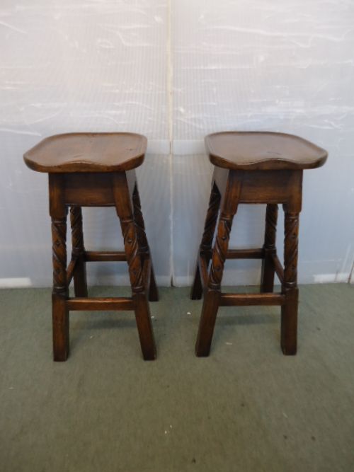 Super Pair of Tall Oak Stools