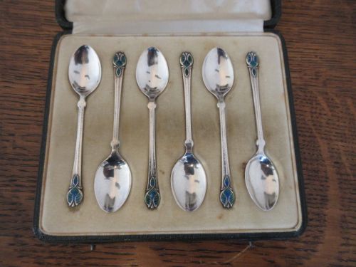 6 Silver Cymric Liberty Coffee Spoons