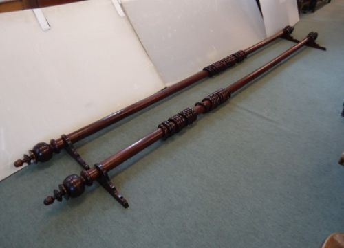Large Pair of Mahogany Curtain Poles