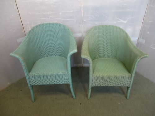 2 Green Wing Lloyd Loom Armchairs