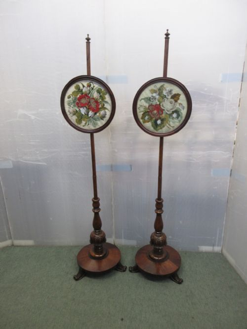 PAIR OF ROSEWOOD POLE SCREENS