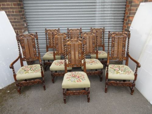 Superb Set 8 Oak Chairs