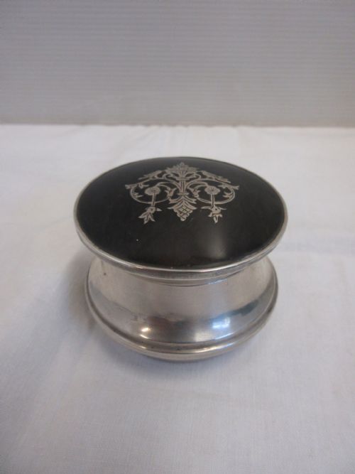 Silver & Tortoise Shell Round Jewelley Box