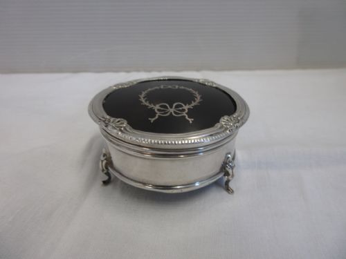 Silver & Tortoise Shell Round Jewelley Box