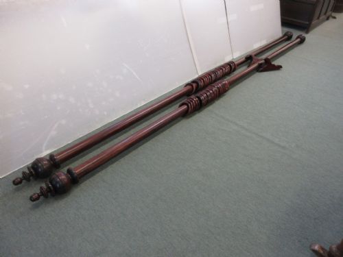 Pair 10' Mahogany Curtain Poles