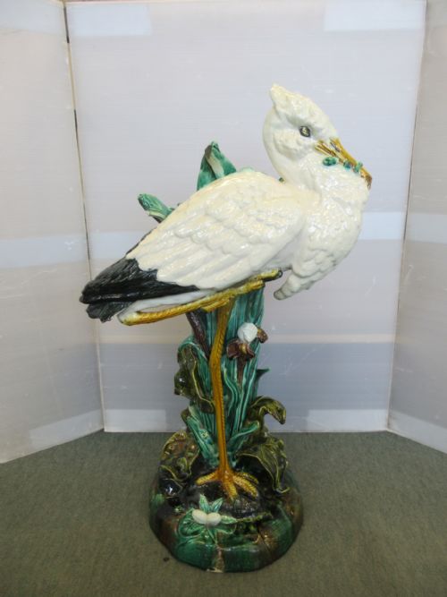 Majolica Stork Stick Stand