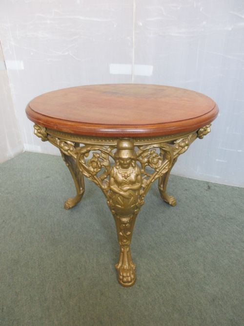Cast Iron & Mahogany Low Table