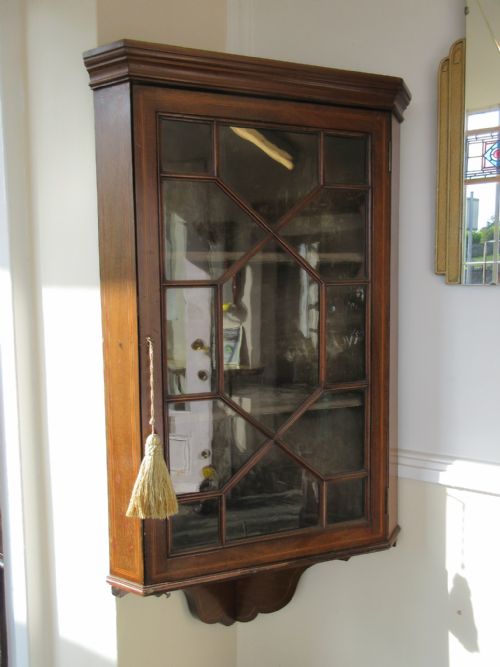 Inlaid Mahogany Corner Cupboard.