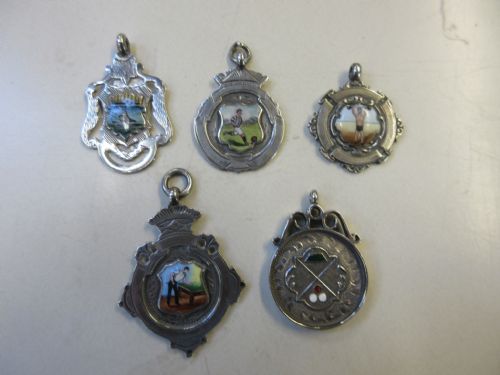 5 Silver & Enamel Fobs