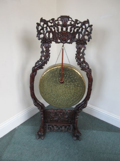 Oriental Carved Hardwood Dinner Gong