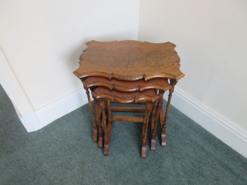Walnut Nest of Tables with Shaped Tops