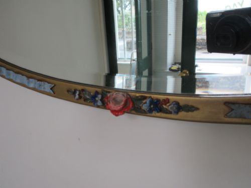 OVAL BARBOLA MIRROR GESSO FLORAL DECORATION - ADDITIONAL PHOTO 3