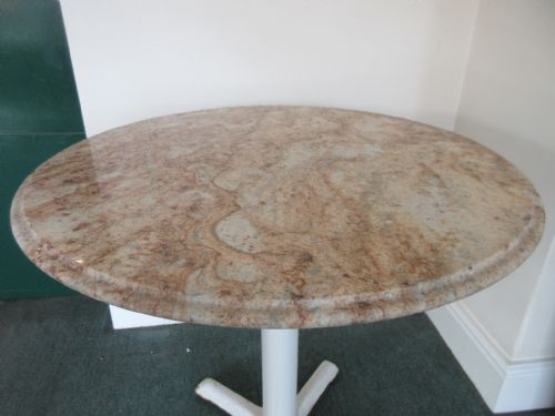 ROUND MARBLE TOP GARDEN CONSERVATORY TABLE - ADDITIONAL PHOTO 2