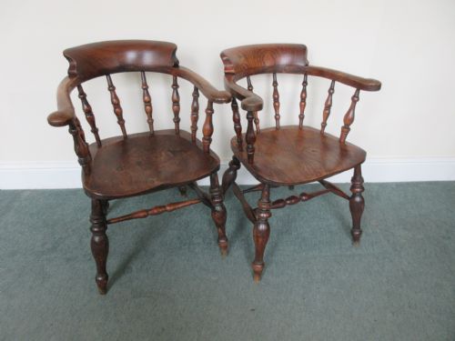 Very Good Pair of Ash & Elm Captain's Chairs.