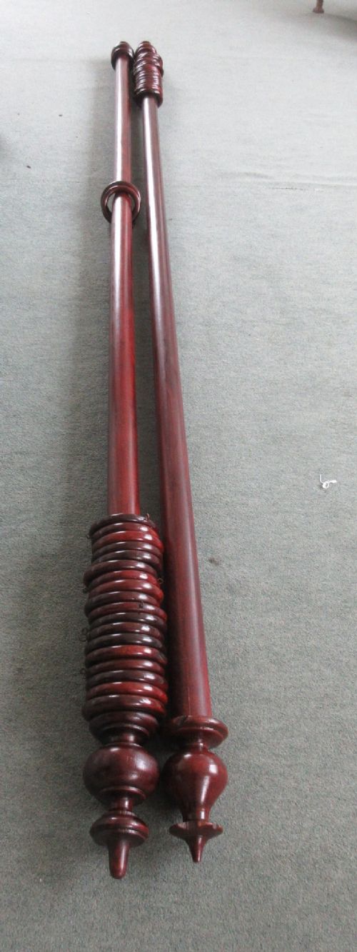 2  X 9ft Mahogany Curtain Poles
