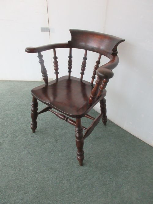 VICTORIAN SMOKERS BOW CAPTAINS CHAIR - ADDITIONAL PHOTO 5