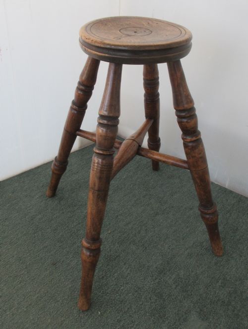 Victorian Ring Top Stool with Turned Legs.