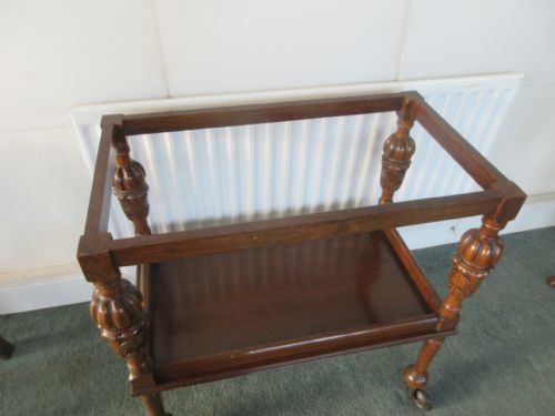 OAK TROLLEY ON WHEELS WITH LIFT OFF TRAY CIRCA 1920 - ADDITIONAL PHOTO 5