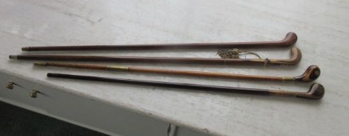 Four Walking Sticks with Pistol Grip Handles