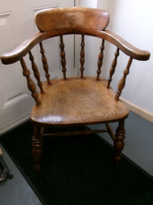 VICTORIAN ELM CAPTAINS CHAIR SMOKERS BOW - ADDITIONAL PHOTO 1