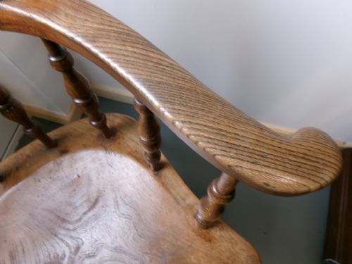 VICTORIAN ELM CAPTAINS CHAIR SMOKERS BOW - ADDITIONAL PHOTO 3