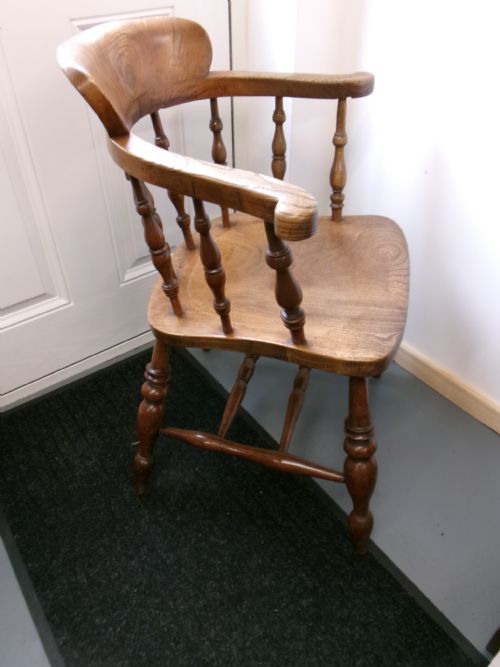 VICTORIAN ELM CAPTAINS CHAIR SMOKERS BOW - ADDITIONAL PHOTO 5