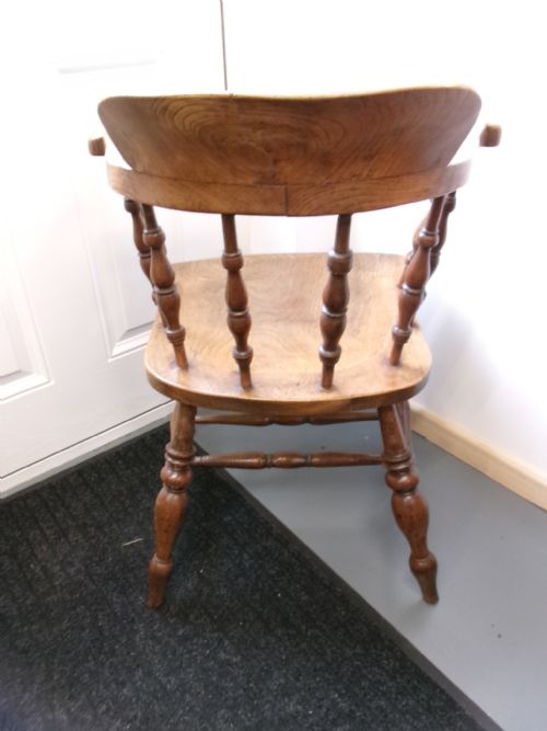 VICTORIAN ELM CAPTAINS CHAIR SMOKERS BOW - ADDITIONAL PHOTO 6
