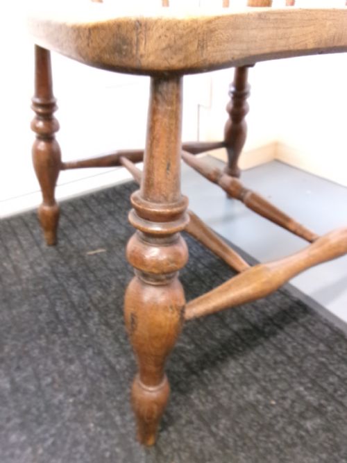 VICTORIAN ELM CAPTAINS CHAIR SMOKERS BOW - ADDITIONAL PHOTO 7