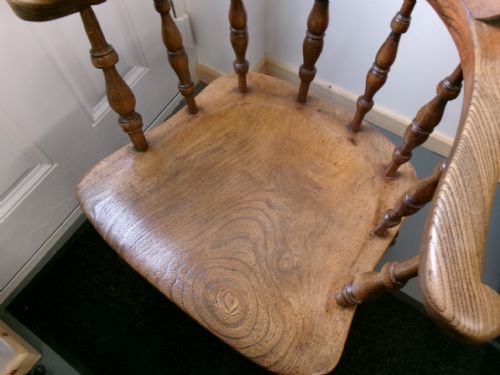 VICTORIAN ELM CAPTAINS CHAIR SMOKERS BOW - ADDITIONAL PHOTO 8