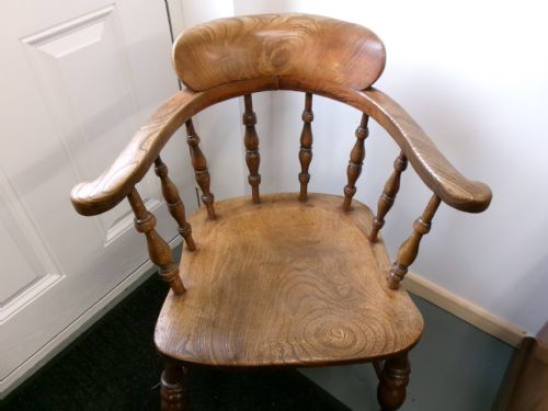 VICTORIAN ELM CAPTAINS CHAIR SMOKERS BOW - ADDITIONAL PHOTO 9