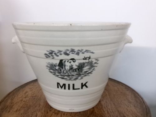 Edwardian White Ironstone Two Handled Milk Pail  the Dairy Engineering Co Dublin.