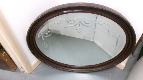 Edwardian Cut Glass Oval Wall Mirror