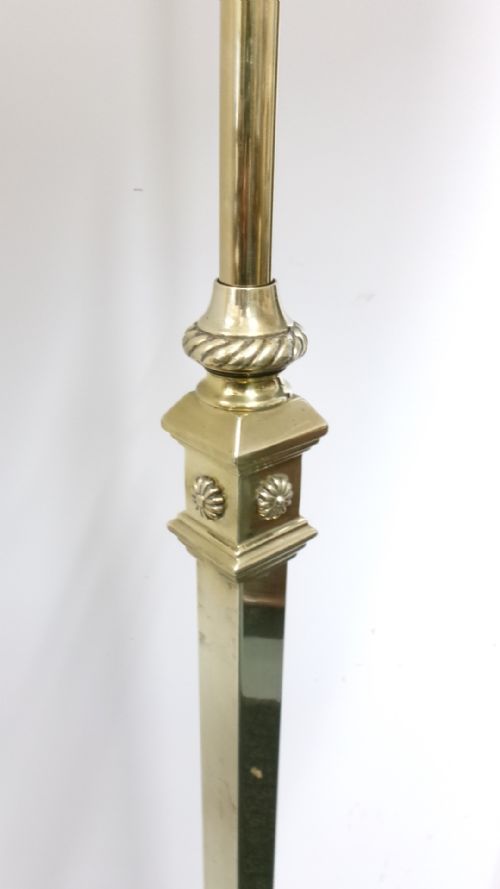 ADJUSTABLE BRASS 1920'S STANDARD LAMP WITH SHADE - ADDITIONAL PHOTO 2
