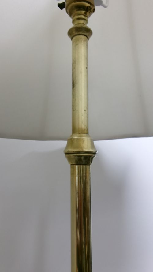 ADJUSTABLE BRASS 1920'S STANDARD LAMP WITH SHADE - ADDITIONAL PHOTO 3