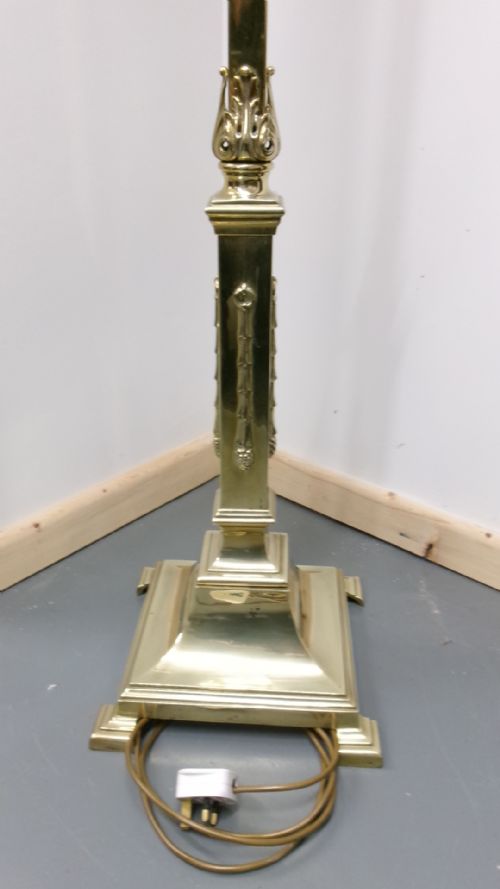 ADJUSTABLE BRASS 1920'S STANDARD LAMP WITH SHADE - ADDITIONAL PHOTO 4