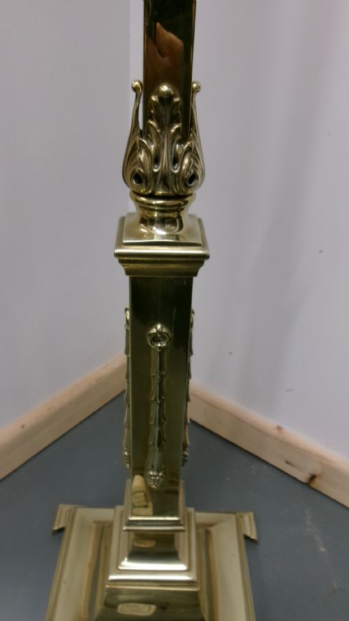 ADJUSTABLE BRASS 1920'S STANDARD LAMP WITH SHADE - ADDITIONAL PHOTO 5