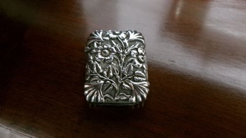 Victorian Floral Decorated Vesta Case Birmingham 1888.