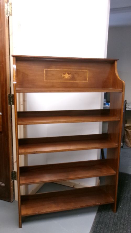 EDWARDIAN INLAID LARGE SIZE MAHOGANY BOOKSHELF - ADDITIONAL PHOTO 8