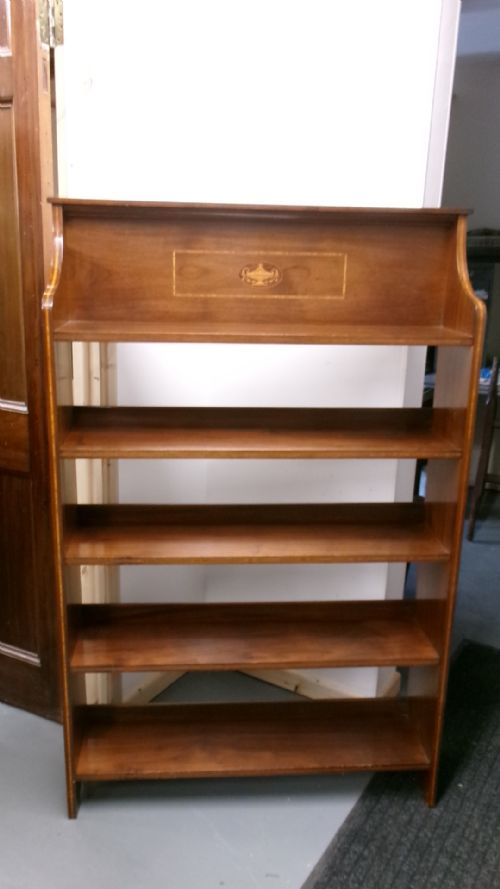 EDWARDIAN INLAID LARGE SIZE MAHOGANY BOOKSHELF - ADDITIONAL PHOTO 9