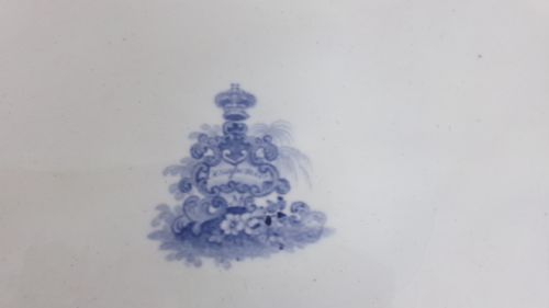 EARLY VICTORIAN BLUE WHITE TRANSFER PRINT MEAT PLATTER - ADDITIONAL PHOTO 2