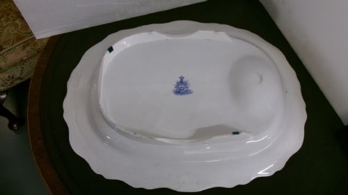 EARLY VICTORIAN BLUE WHITE TRANSFER PRINT MEAT PLATTER - ADDITIONAL PHOTO 3