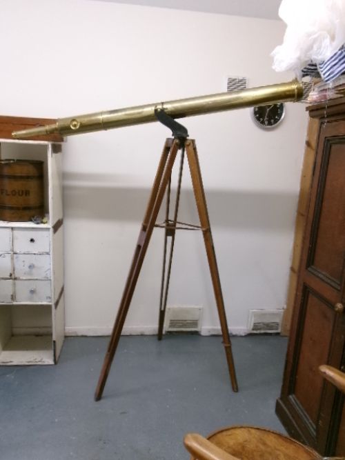 Fantastic Victorian Large Telescope on Wooden Tripod Stand
