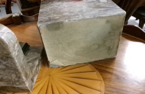 TWO SPELTER MARBLE OWL BOOKENDS CIRCA 1910 - ADDITIONAL PHOTO 3